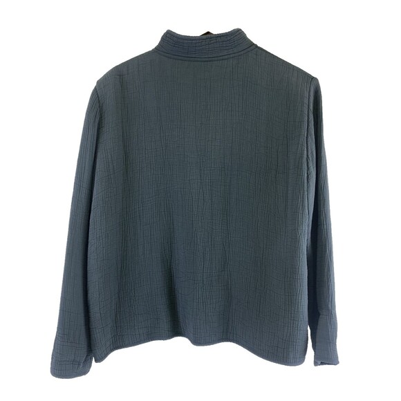 Eileen Fisher Textured Jacket Rayon Silk Blue Gray High Collar Womens Medium - Picture 5 of 12